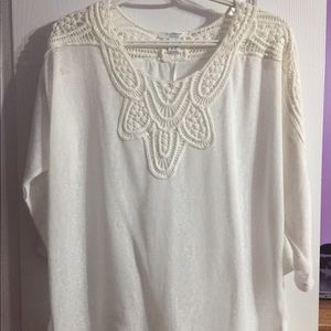 Quarter-Sleeve White Blouse